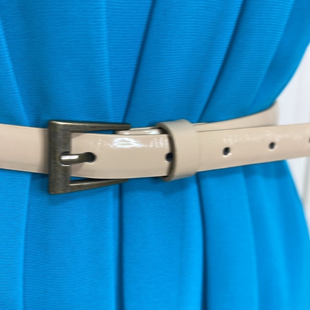 Jessica Simpson Women’s Turquoise Belted Chiffon Eyelet Layered Dress Sz 10 - Picture 5 of 13